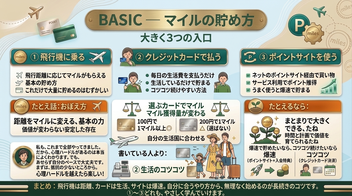 マイルの貯め方まとめ図解